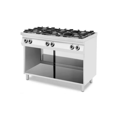 6 põletiga gaasipliit, gaasi või elektrilise ahjuga 230V/28500W, 1200x700x(H)900mm