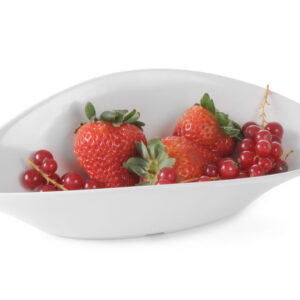 Valge 25x12cm lainekujuline melamiinist taldrik