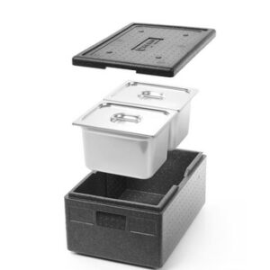 GN1/1 222mm 2 containers GN1/2 200mm 2 and a Kaas with a silicone seal