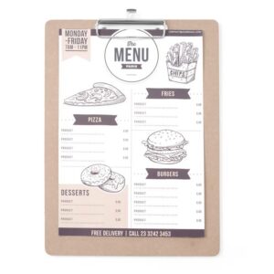 125x180mm Klambriga menüüalus