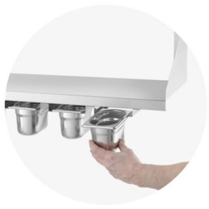 5xGN1/4 Seinariiul koos juhikutega konteinerite jaoks 1200x300x250mm