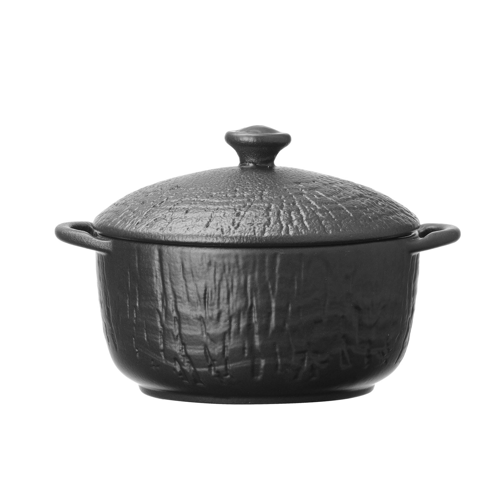 Crust - D14x7cm handle tureen with lid (Lid+tureen / set) in black