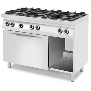 6 põletiga gaasipliit, gaasi või elektrilise ahjuga GN1/1, 230V/31500W, 1200x700x(H)900mm