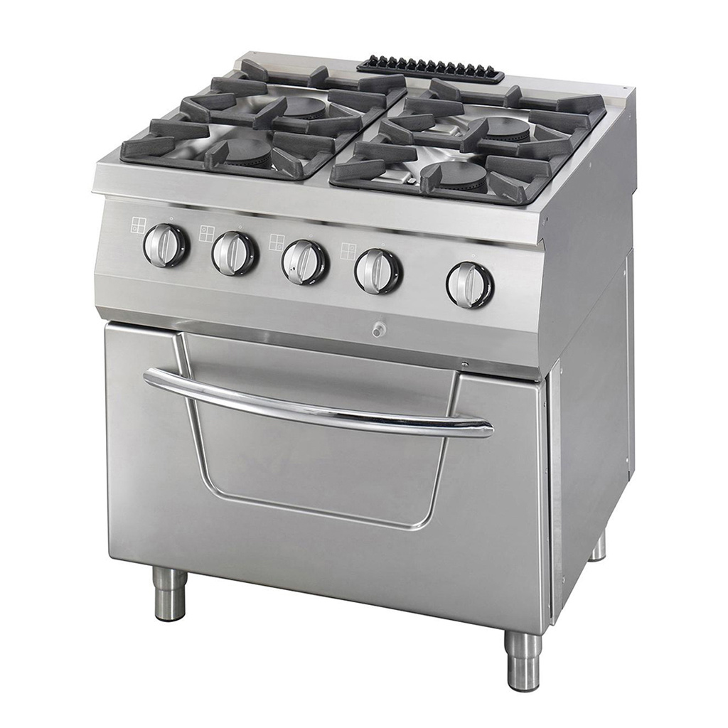 Heavy Duty Stove - 4 Burners - Double Unit - 70cm Deep - 37kW - Gas incl Oven