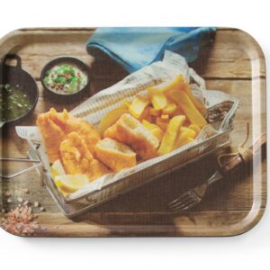 33x43cm Serveerimiskandik libisemiskindel kandiline trükiga tasty fish & chips
