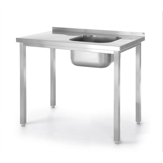 60x60x85cm Laud koos ühe valamukambriga BudgetLine – ilma riiulita poltkinnitusega, sügavus 600 mm kraanikauss keskeL